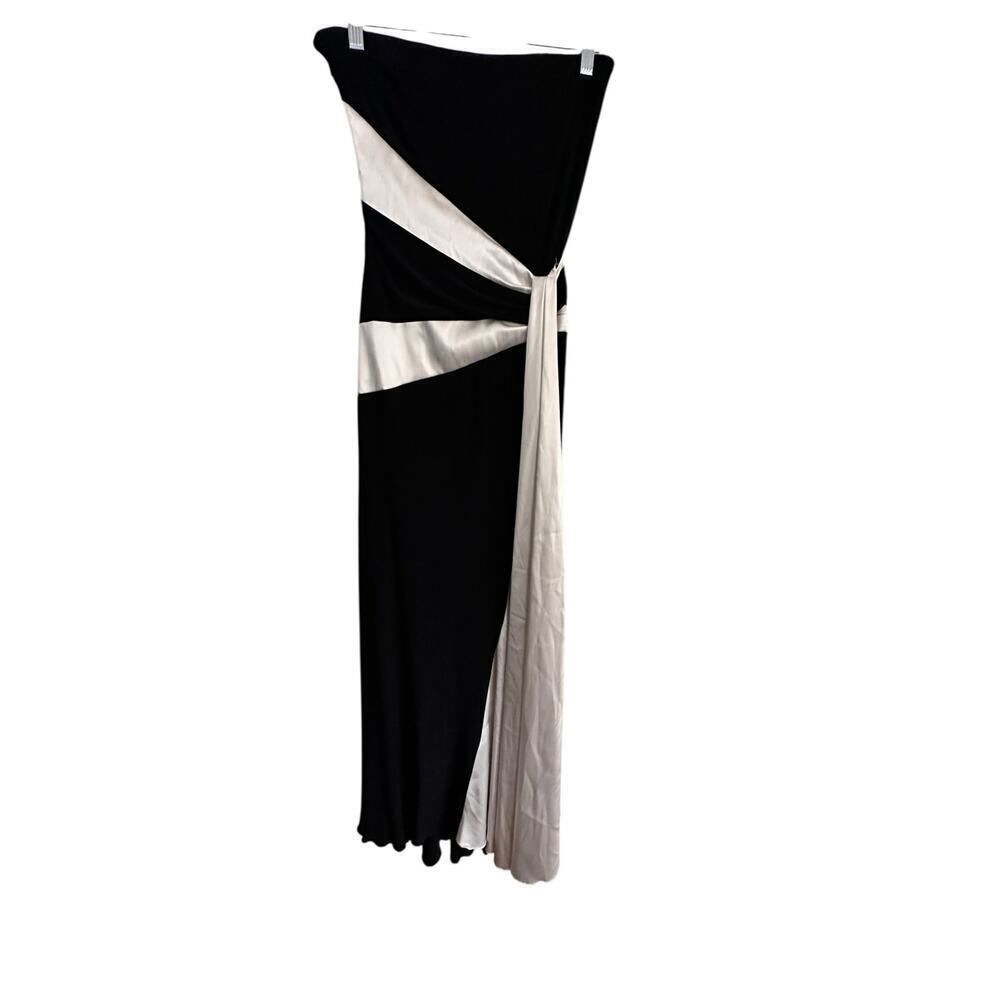 Vintage Jessica Mcclintock Black White Strapless Gunne Sax Gown Dress Size 4 - Picture 3 of 10